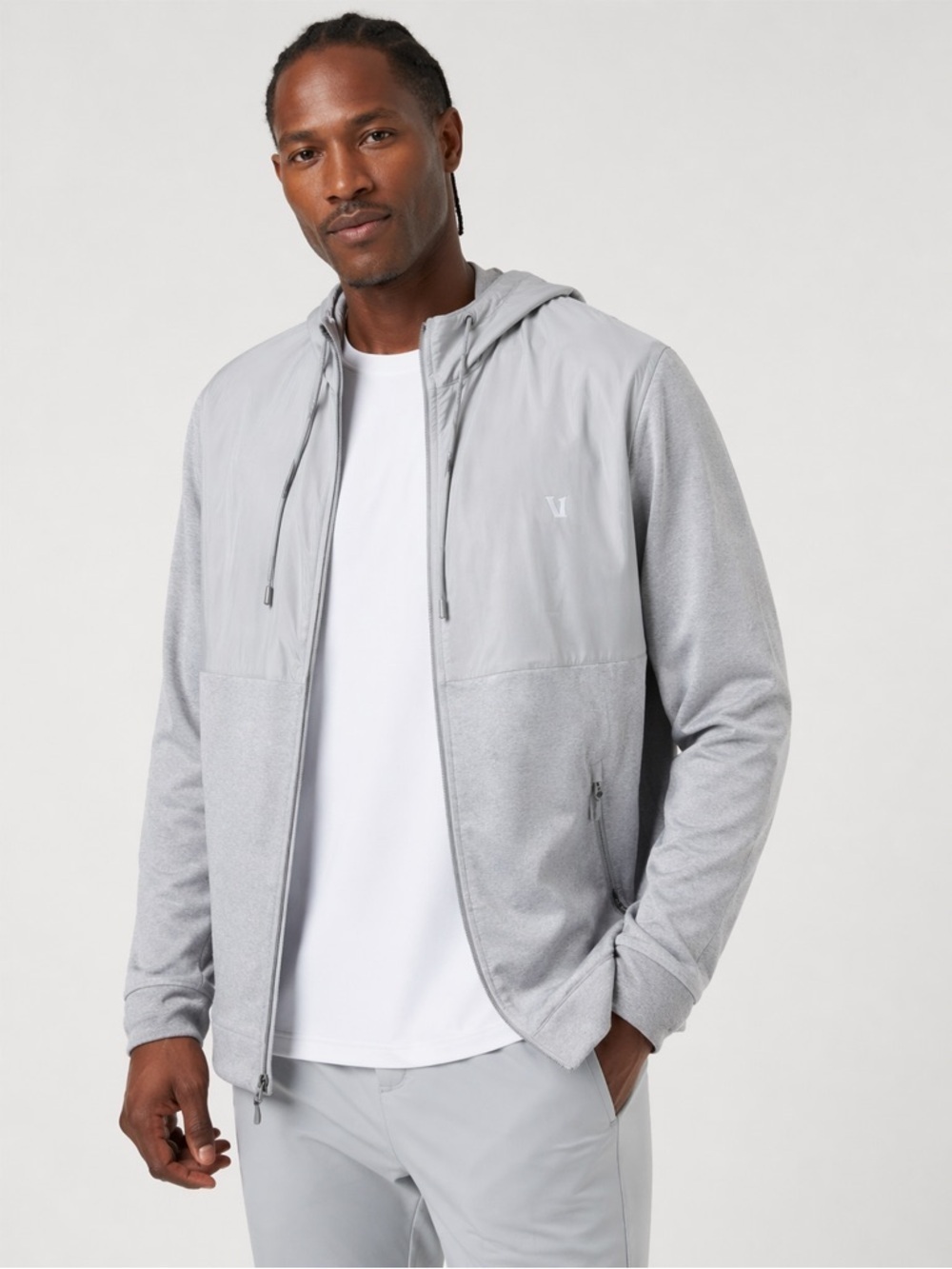 Vuori Sunday Element Jacket Men’s Small Platinum Heather Full Zip Hoodie V215